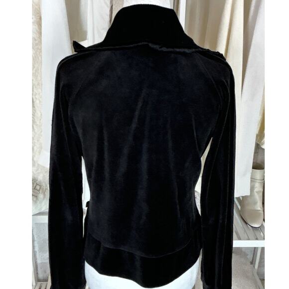 Nike Women's Size M Black Velour Zip Up Ribbed Collar Track Jacket #0611 - Picture 5 of 11